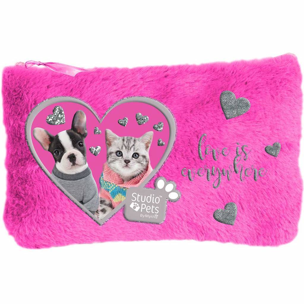 Studio Pets Love is Everywhere - Pluche etui - 12,7 x 20 cm - Roze