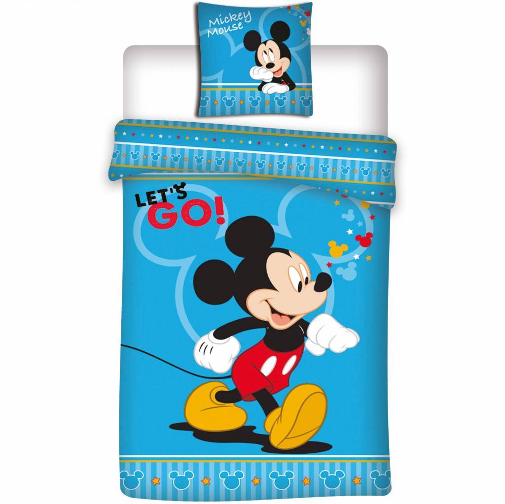 Disney Mickey Mouse Let's Go - Dekbedovertrek - Eenpersoons - 140 x 200 cm - Blauw