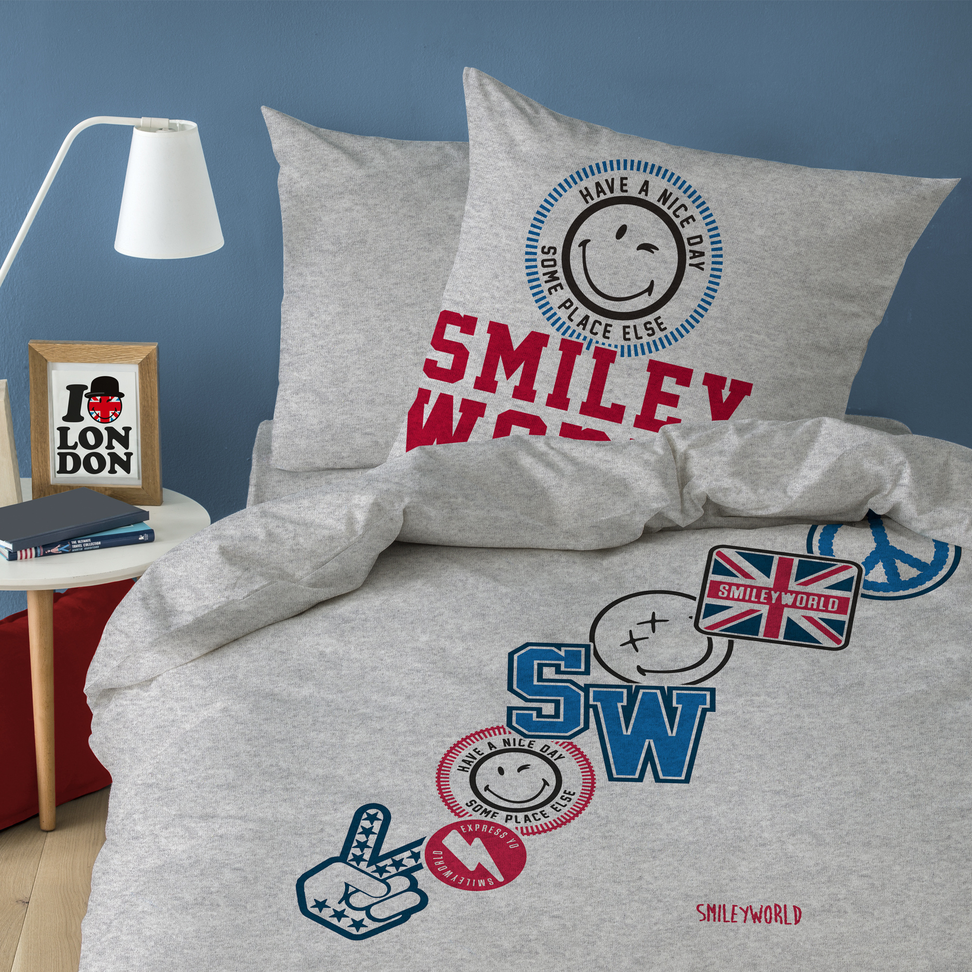 Smiley World Spirit Duvet cover - Single - 140 x 200 cm - Gray