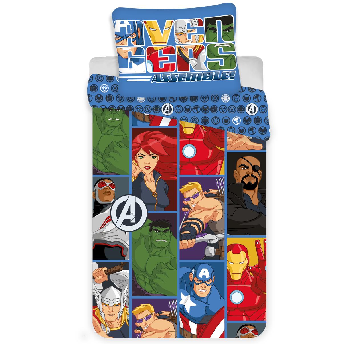 Marvel Avengers Cartoon Duvet Cover - Single - 140 x 200 cm - Multi