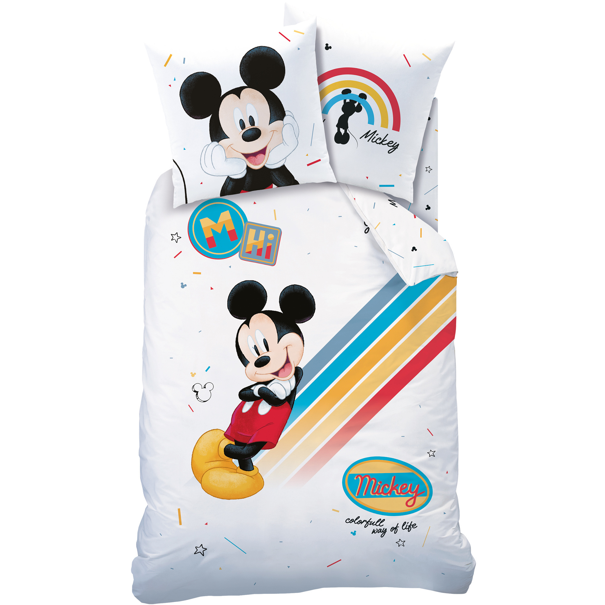 Disney Mickey Mouse Colourful - Dekbedovertrek - Eenpersoons - 140 x 200 cm - Multi