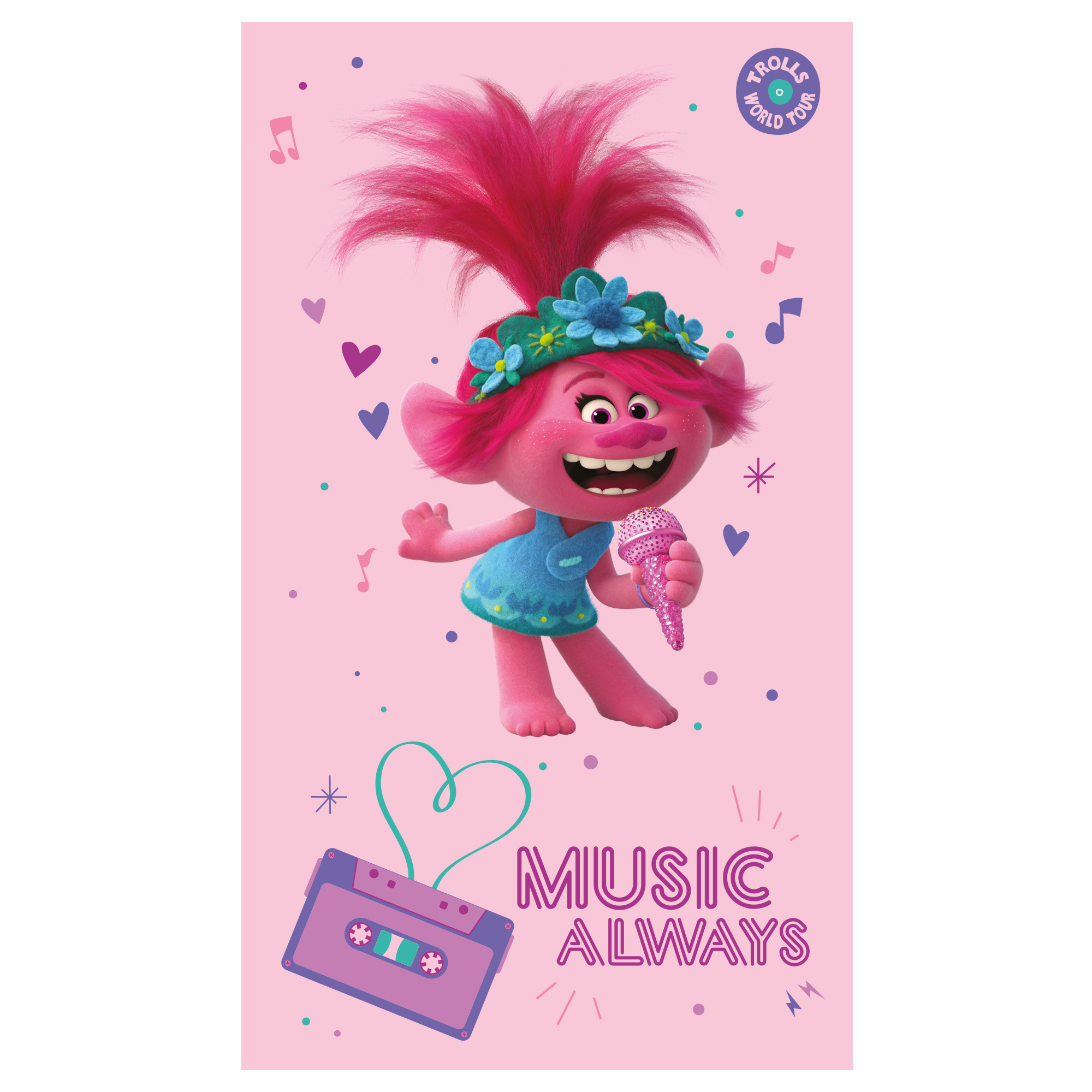 Trolls Beach Towel Music - 70 x 120 cm - Pink