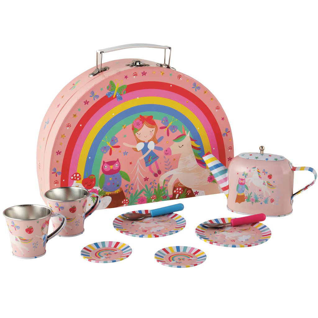 Floss & Rock Floss & Rock Fairy Unicorn 9 stuks Tinnen theeset in koffertje