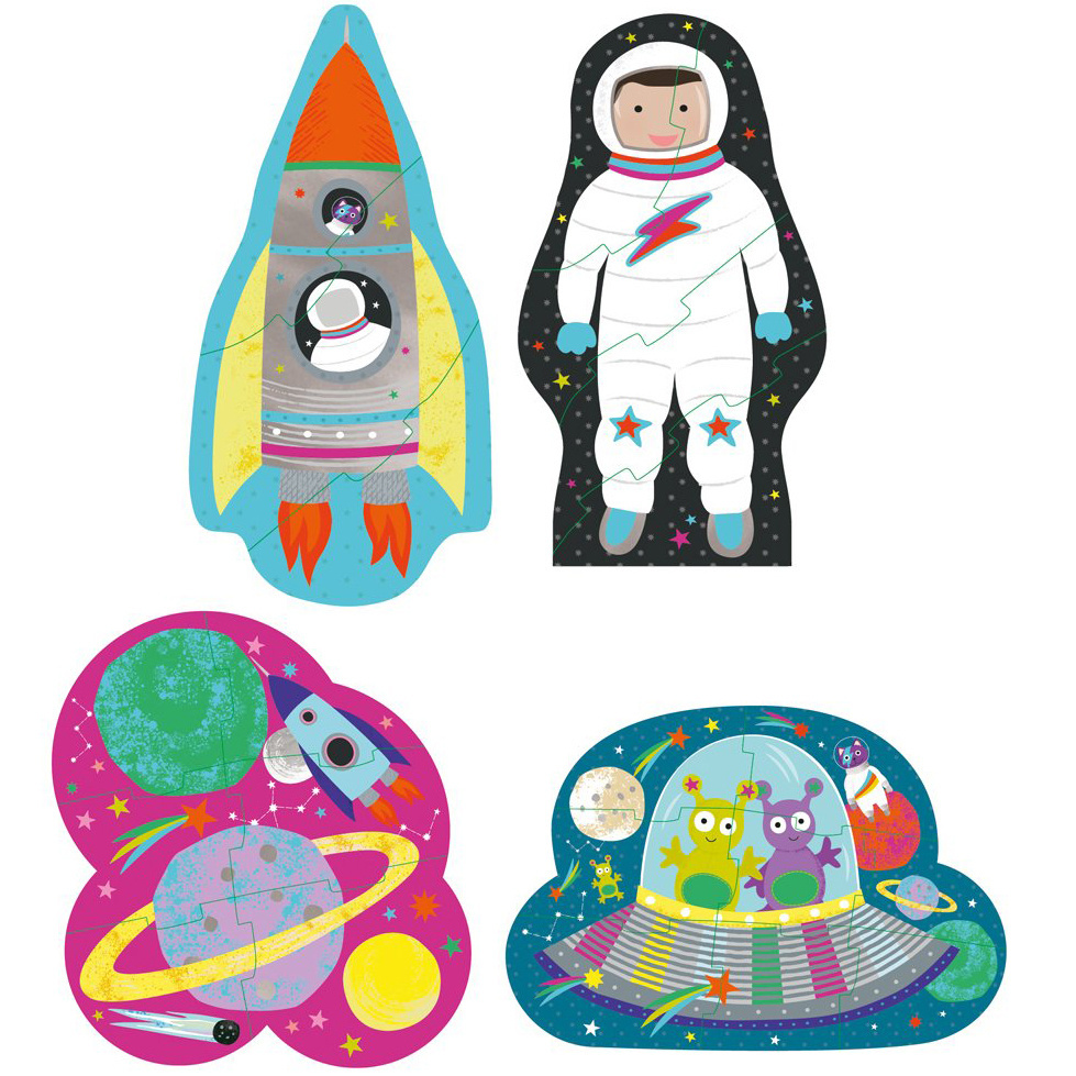 Floss & Rock Space - puzzles - 11 x 15 cm - 4 pcs