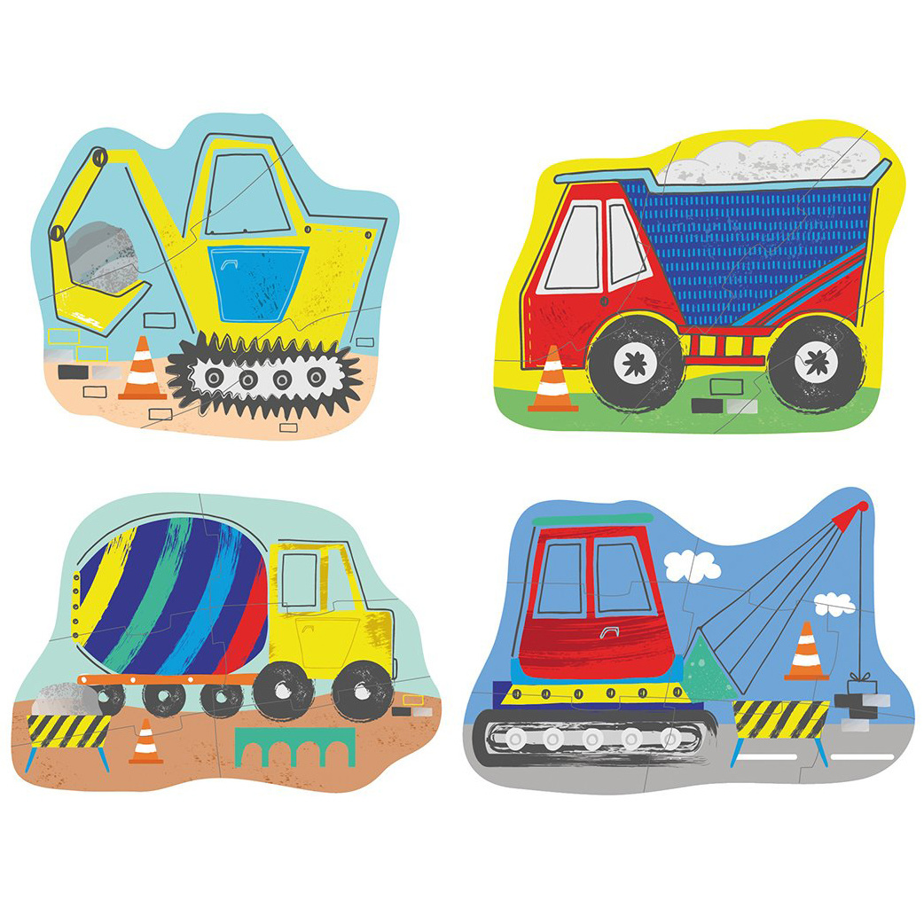 Floss & Rock Construction - puzzles - 11 x 15 cm - 4 pcs