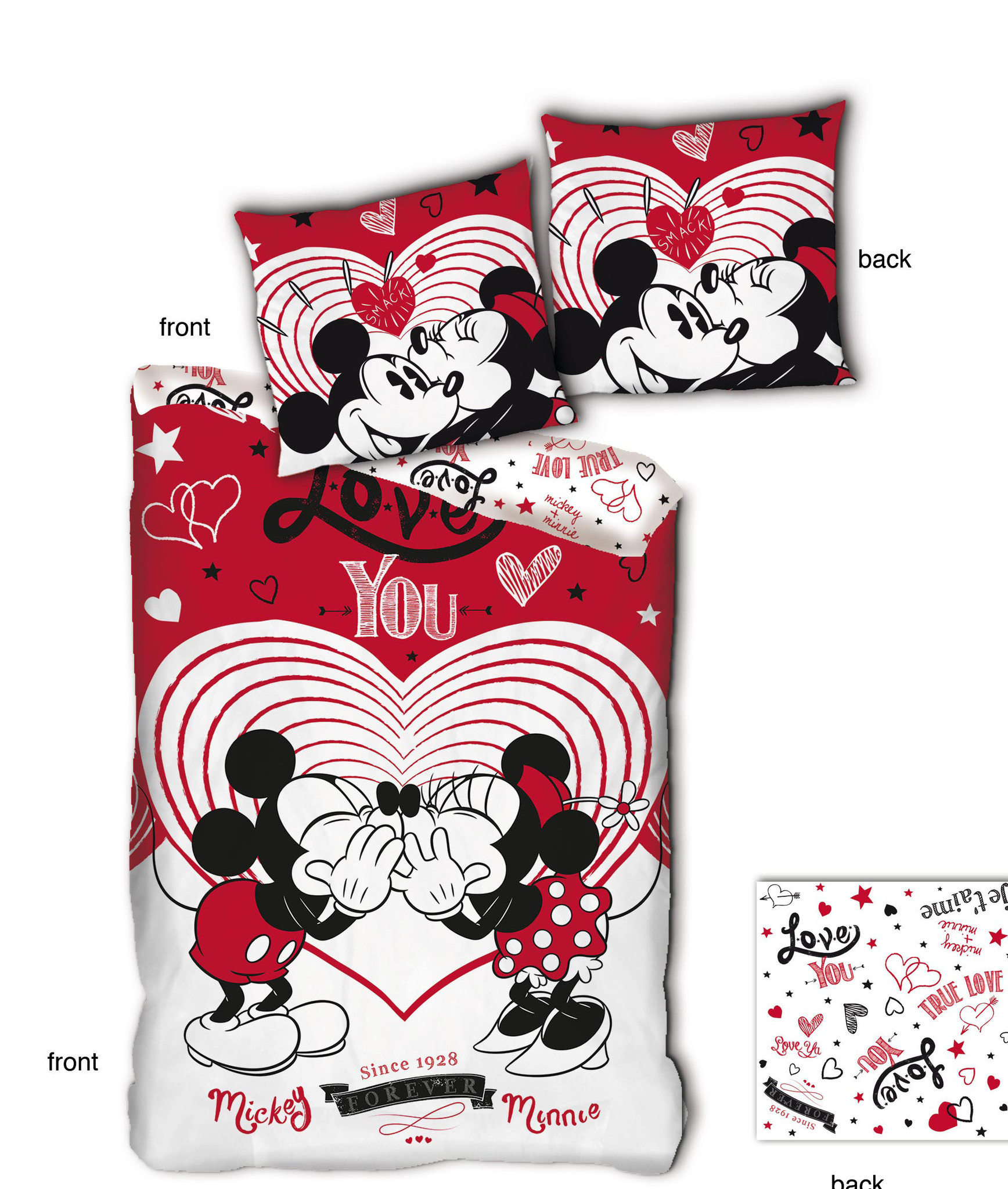 Disney Minnie Mouse Duvet cover Love You - Single - 140 x 200 cm - Red