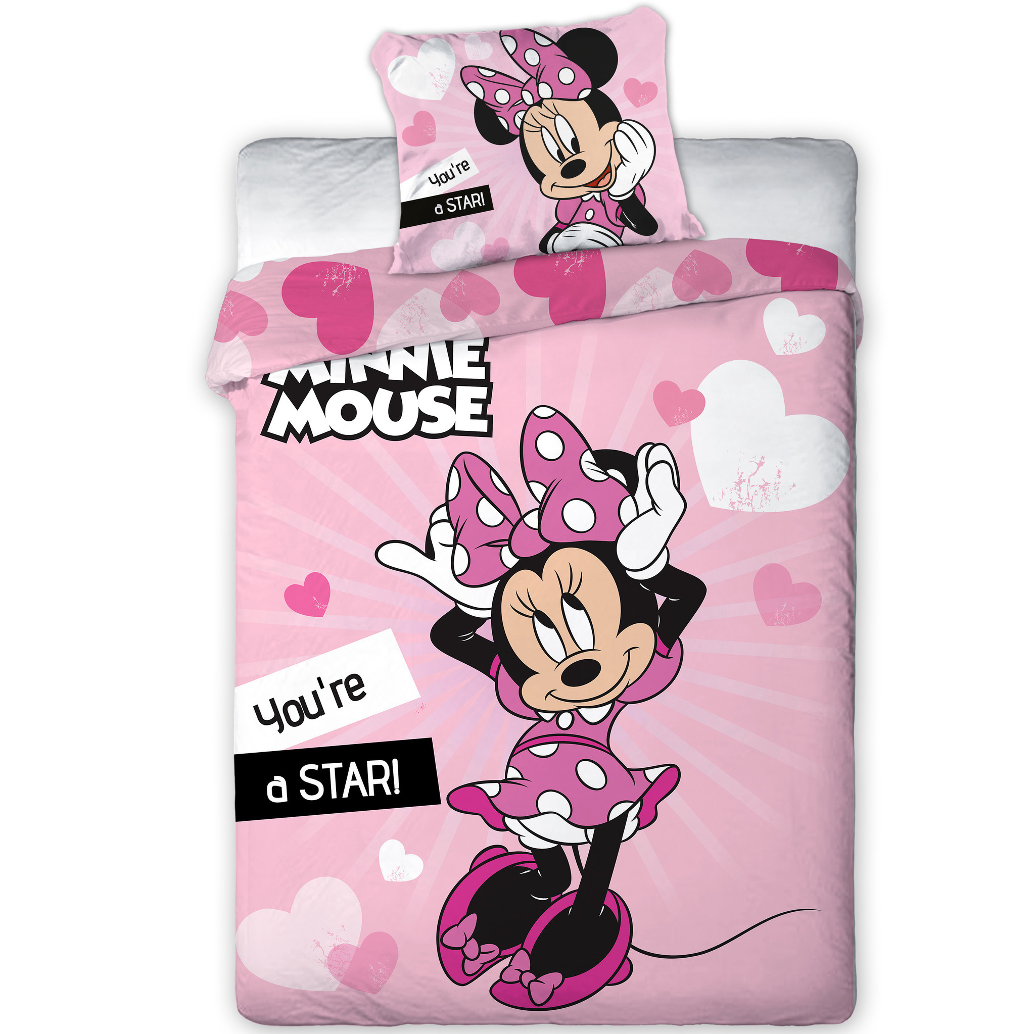 Disney Minnie Mouse Dekbedovertrek Star  - Eenpersoons - 140  x 200 cm - Roze