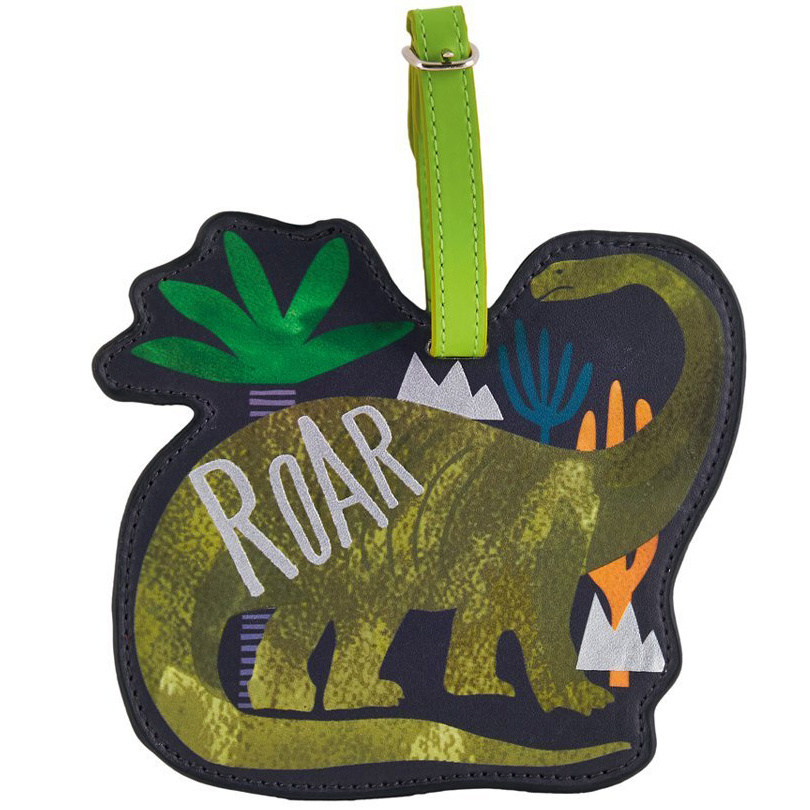 Floss & Rock Bagage Label Dinosaurus - 13.5 x 12 cm - Met Naamkaartje