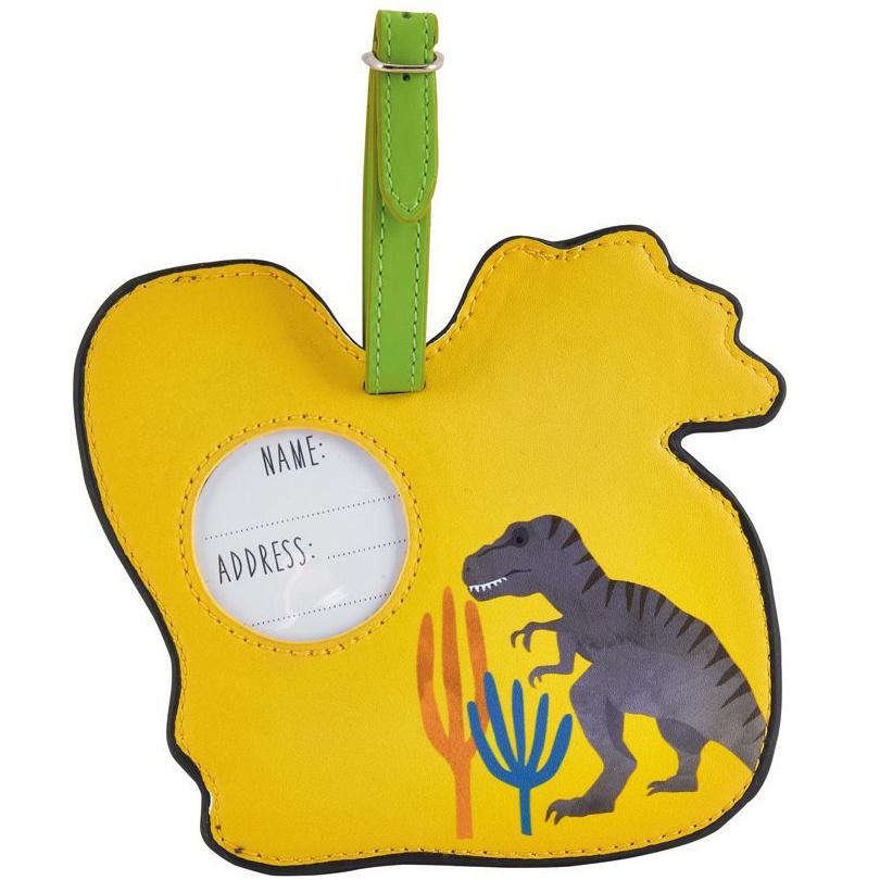 Floss & Rock Bagage Label Dinosaurus - 13.5 x 12 cm - Met Naamkaartje