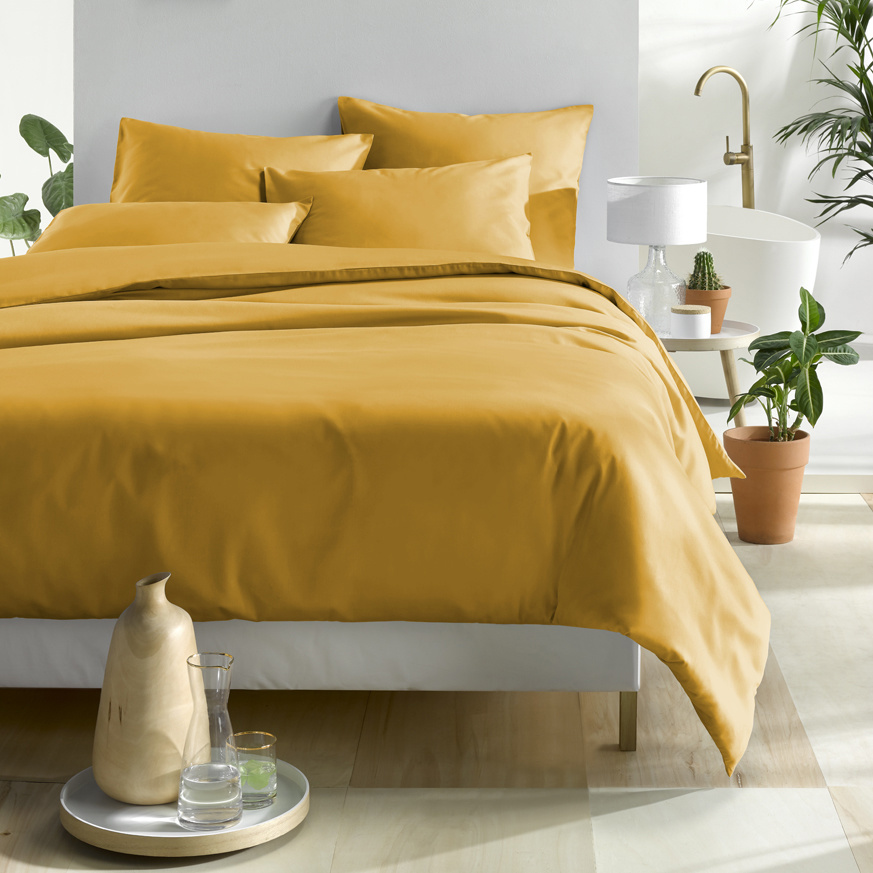 De Witte Lietaer Duvet cover Cotton Satin Olivia - Lits Jumeaux - 240 x 220 cm - Yellow