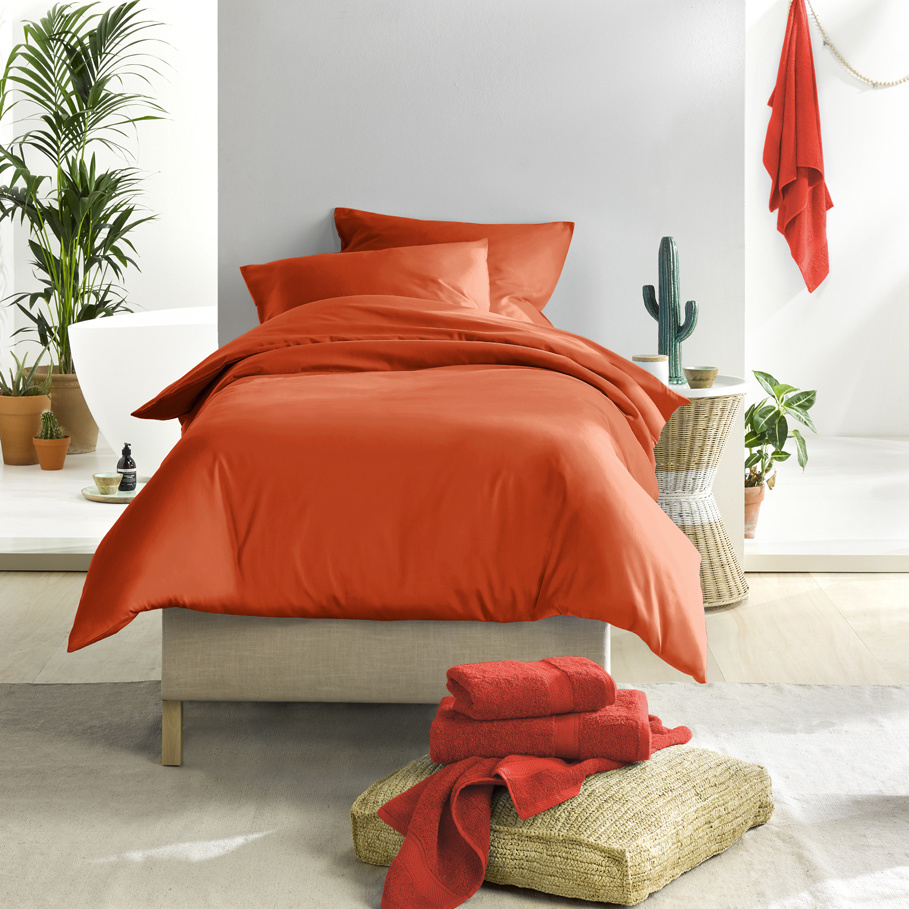 De Witte Lietaer Duvet cover Cotton Satin Olivia - Single - 140 x 200/220 cm - Orange