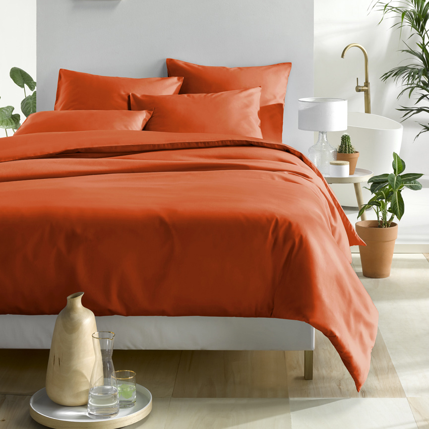 De Witte Lietaer Duvet cover Cotton Satin Olivia - Lits Jumeaux - 240 x 220 cm - Orange