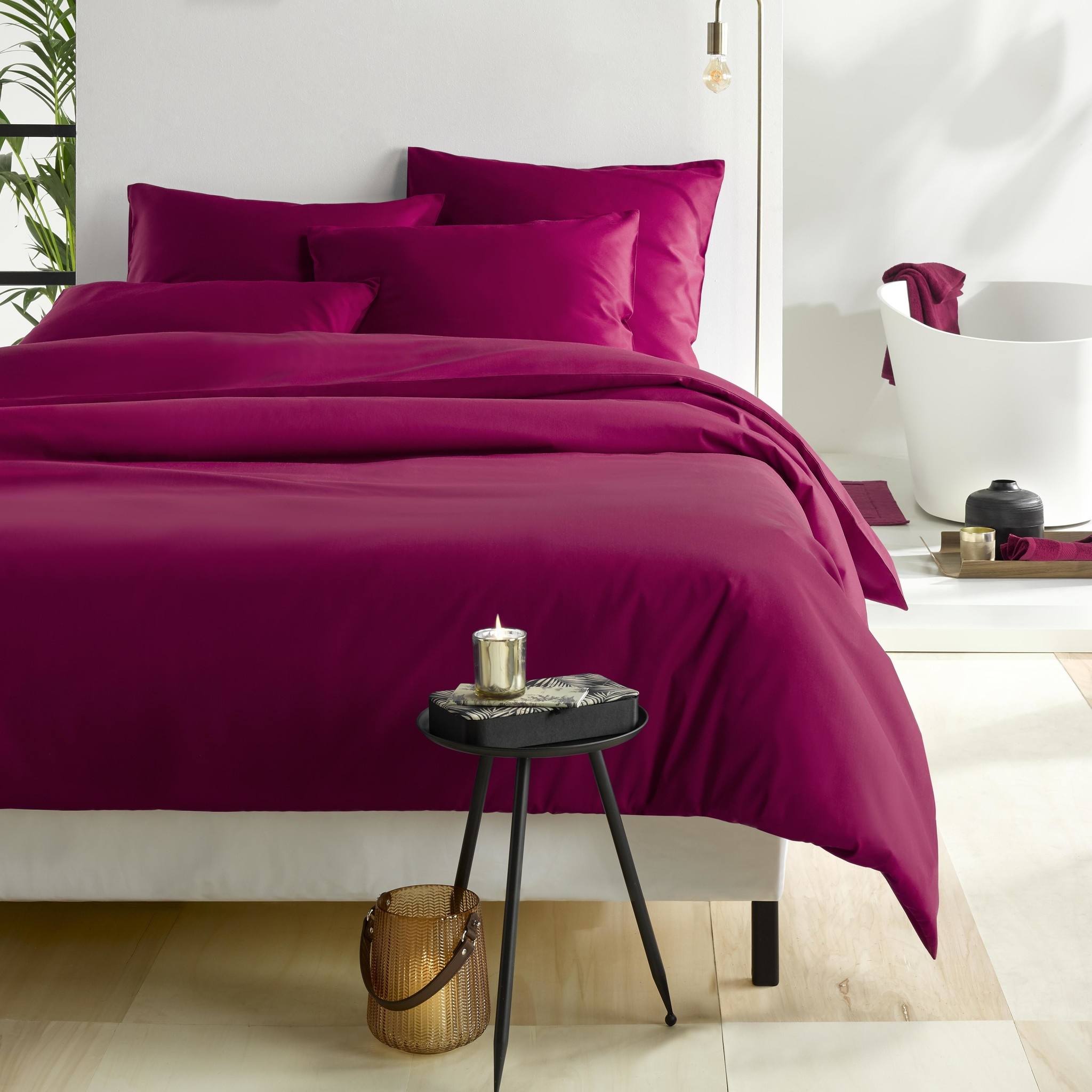 De Witte Lietaer Duvet cover Cotton Satin Olivia - Lits Jumeaux - 240 x 220 cm - Red