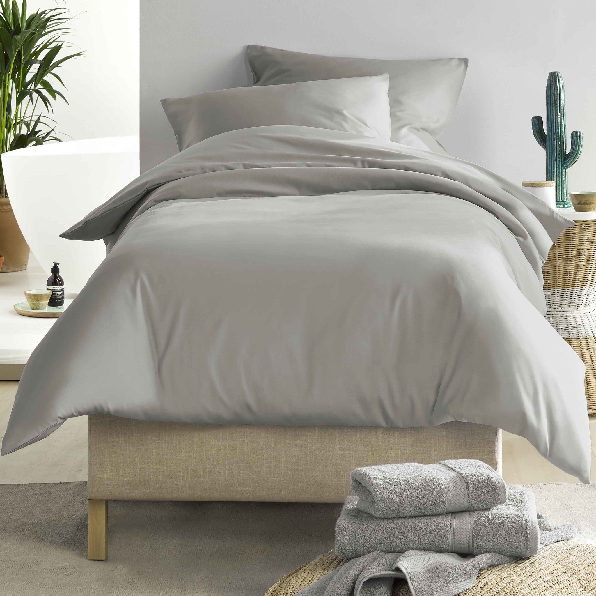 De Witte Lietaer Duvet cover Cotton Satin Olivia - Single - 140 x 200/220 cm - Gray