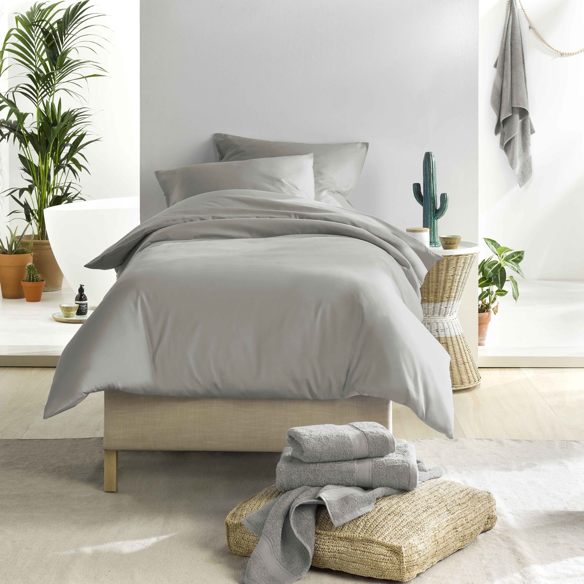 De Witte Lietaer Duvet cover Cotton Satin Olivia - Single - 140 x 200/220 cm - Gray