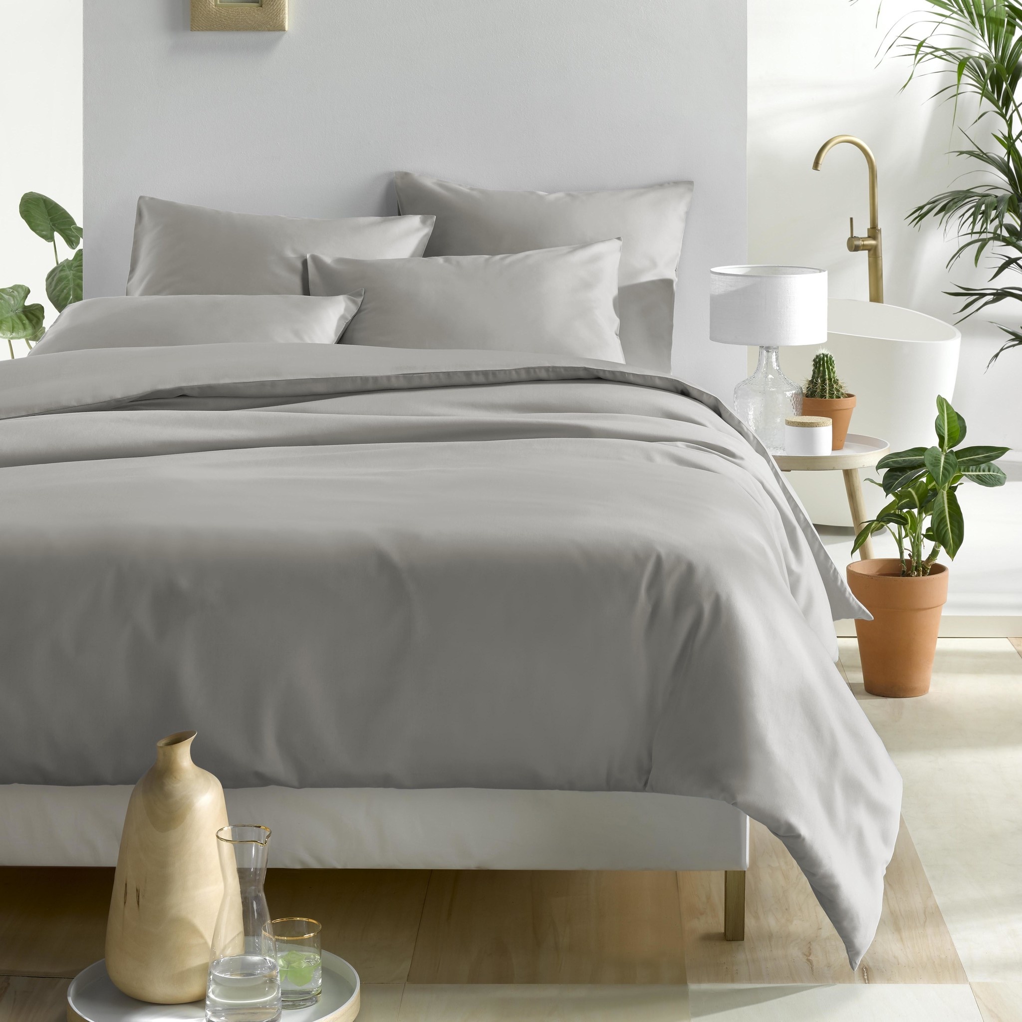 De Witte Lietaer Duvet cover Cotton Satin Olivia - Double - 200 x 200/220 cm - Gray