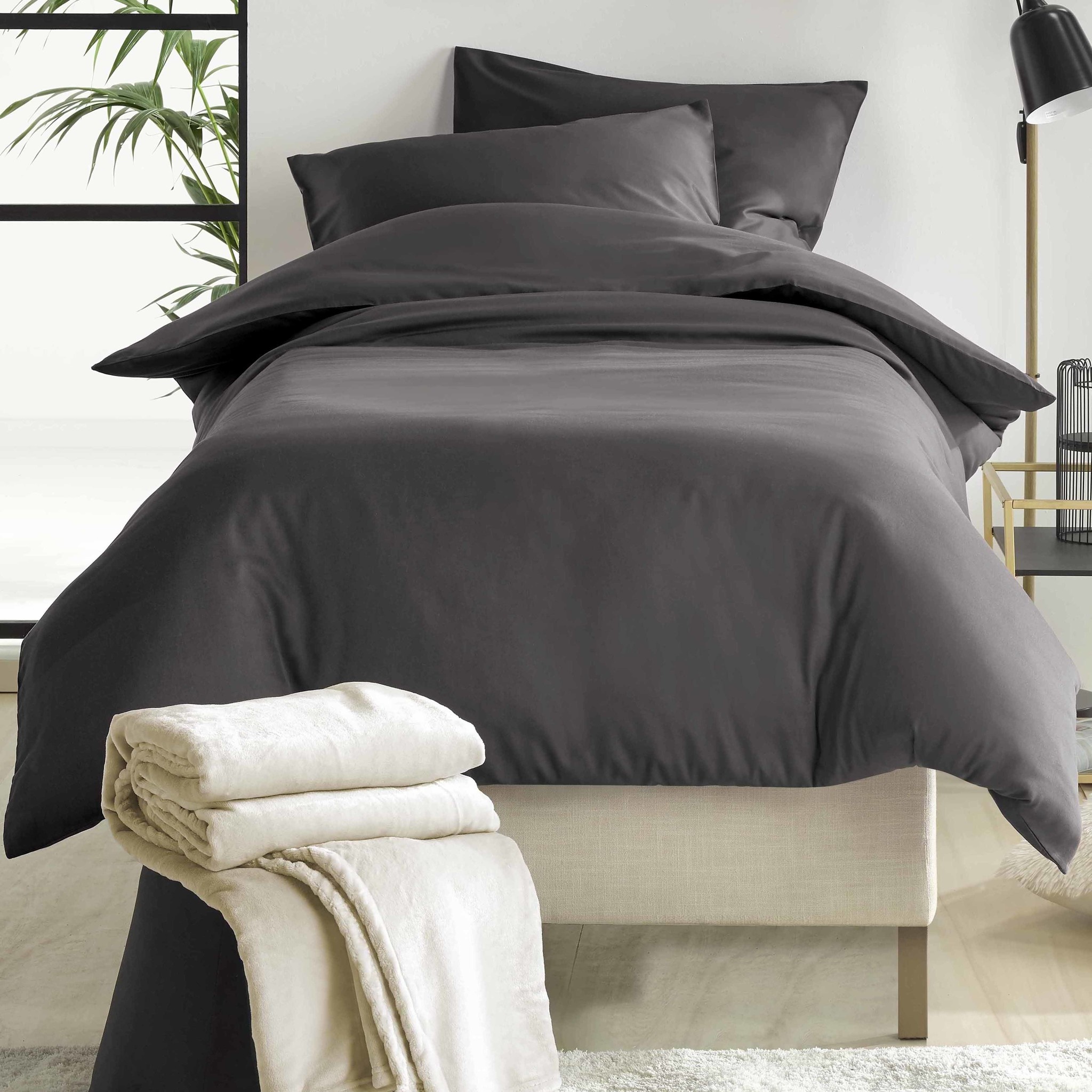 De Witte Lietaer Duvet cover Cotton Satin Olivia - Single - 140 x 200/220 cm - Gray