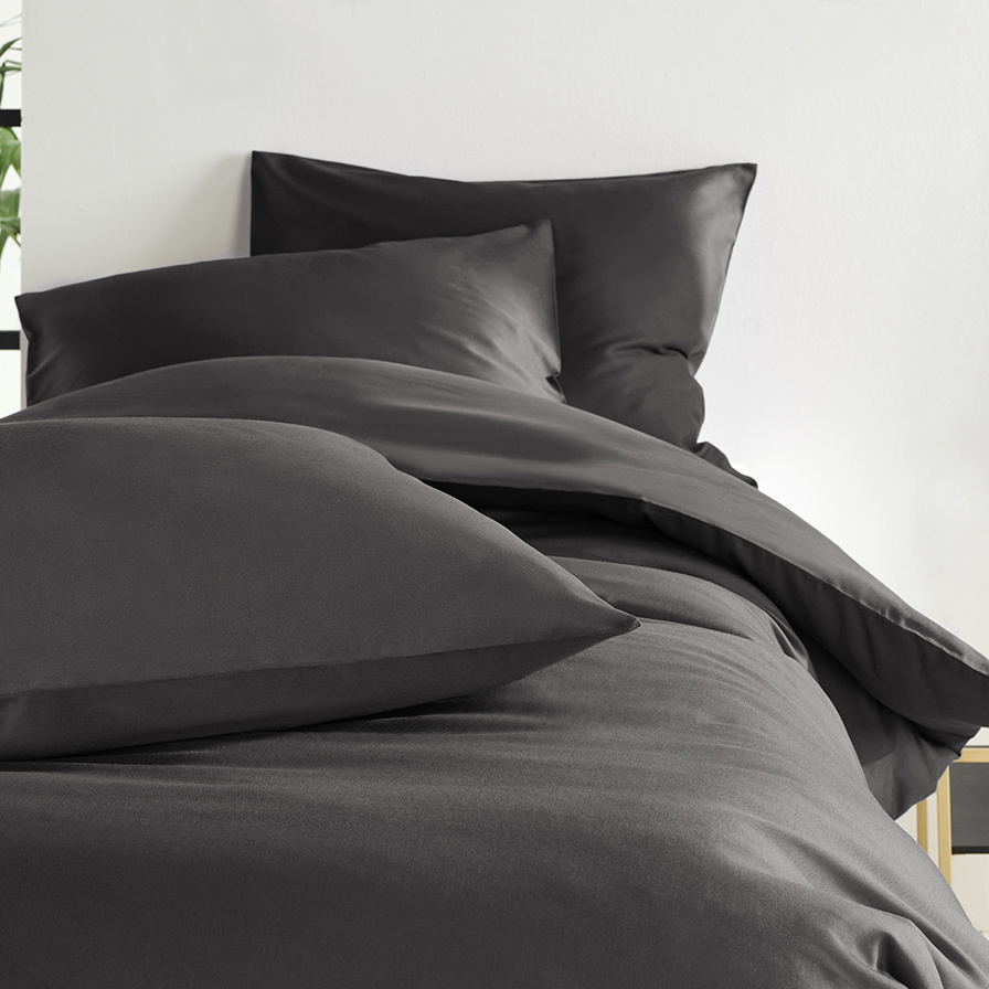 De Witte Lietaer Duvet cover Cotton Satin Olivia - Single - 140 x 200/220 cm - Gray