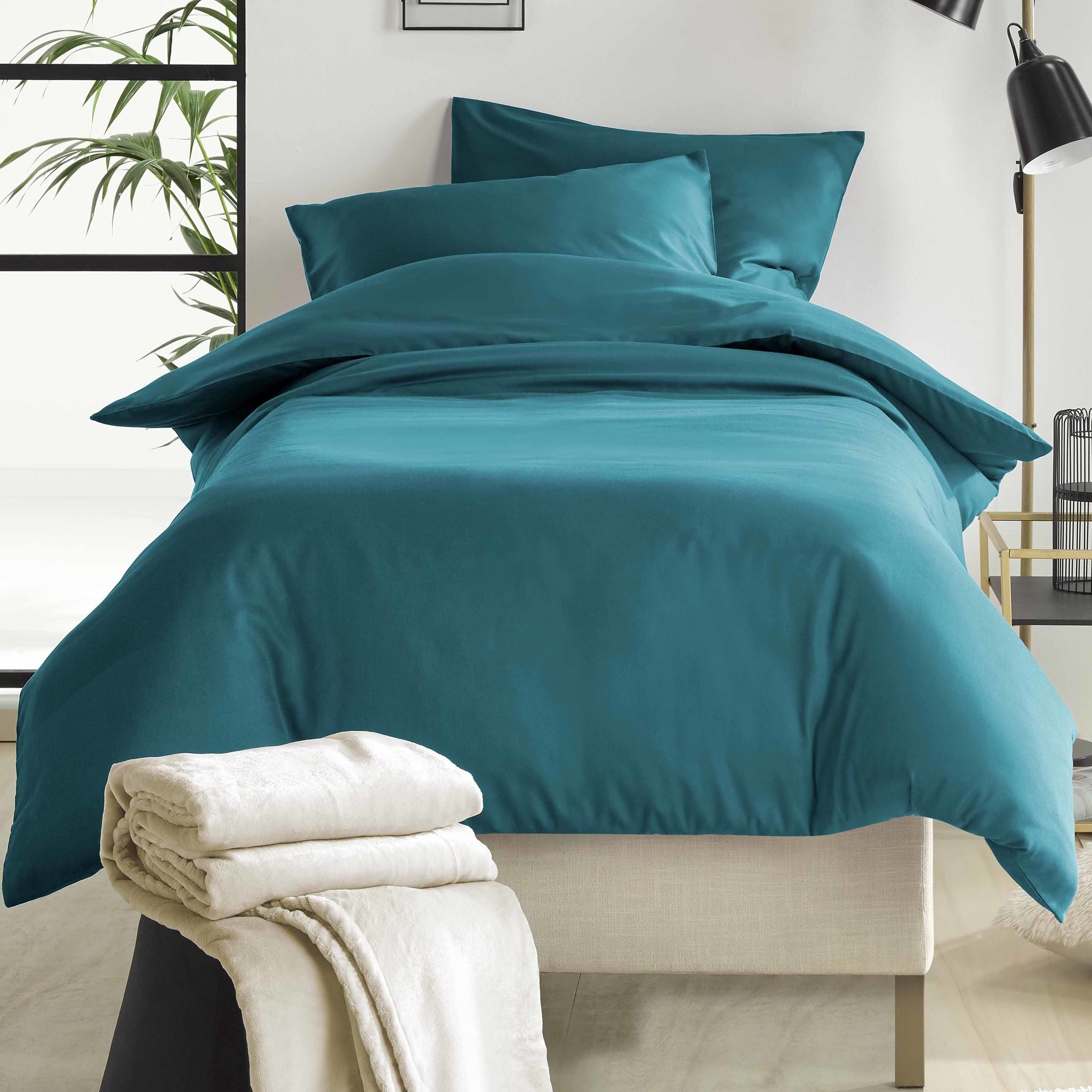 De Witte Lietaer Duvet cover Cotton Satin Olivia - Single - 140 x 200/220 cm - Green