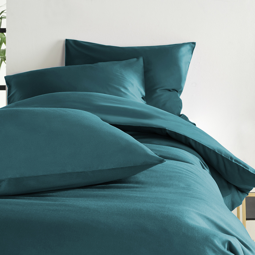 De Witte Lietaer Duvet cover Cotton Satin Olivia - Lits Jumeaux - 240 x 220 cm - Green