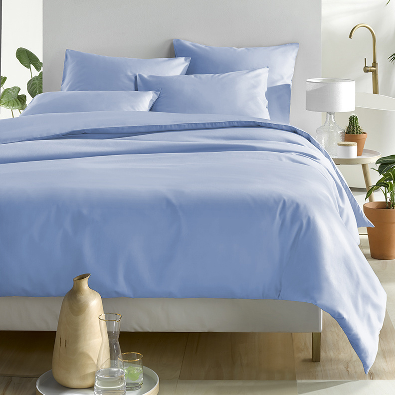 De Witte Lietaer Duvet cover Cotton Satin Olivia - Lits Jumeaux - 240 x 220 cm - Blue