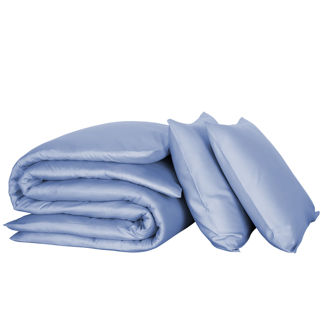 De Witte Lietaer Duvet cover Cotton Satin Olivia - Lits Jumeaux - 240 x 220 cm - Blue