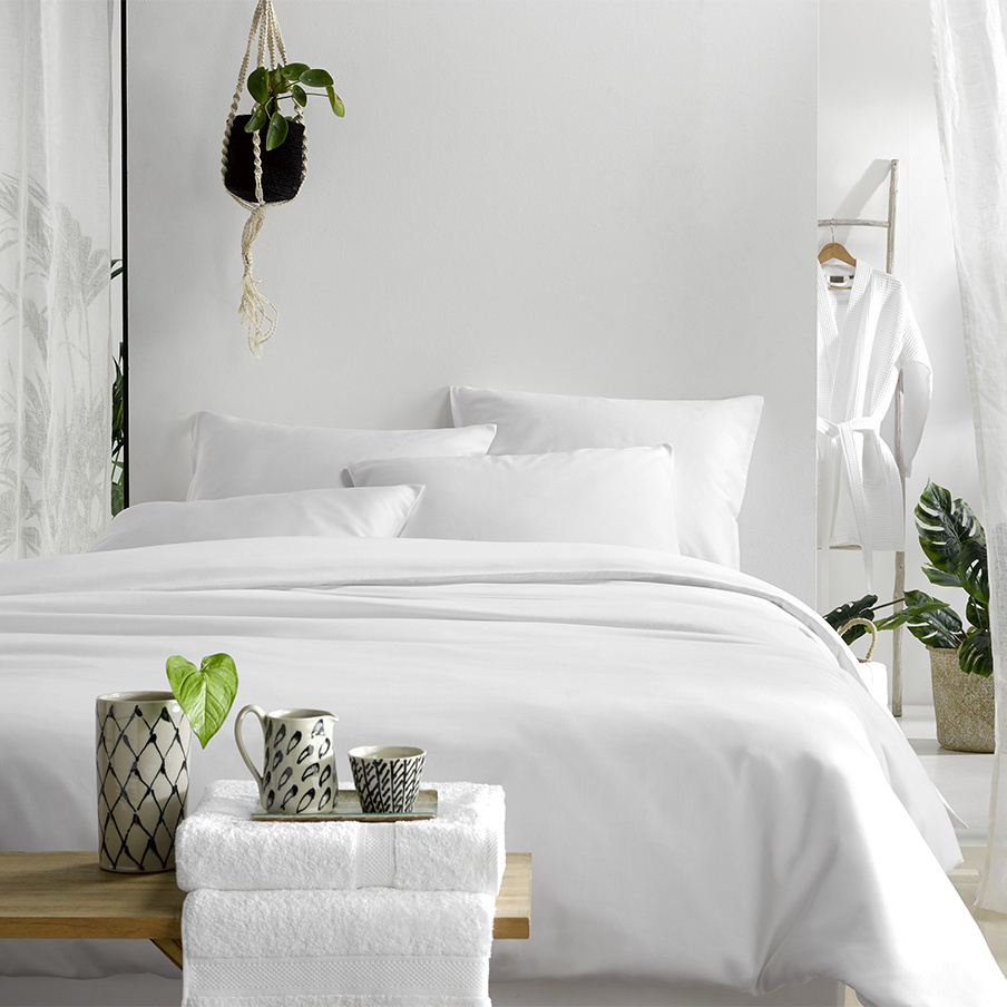 De Witte Lietaer Duvet cover Cotton Satin Olivia - Lits Jumeaux - 240 x 220 cm - White