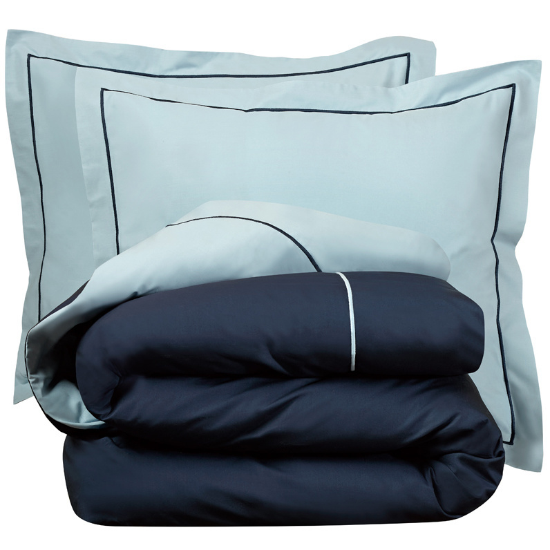 De Witte Lietaer Dekbedovertrek Katoen Perkal Bumblebee - Lits Jumeaux - 240 x 220 cm - Blauw