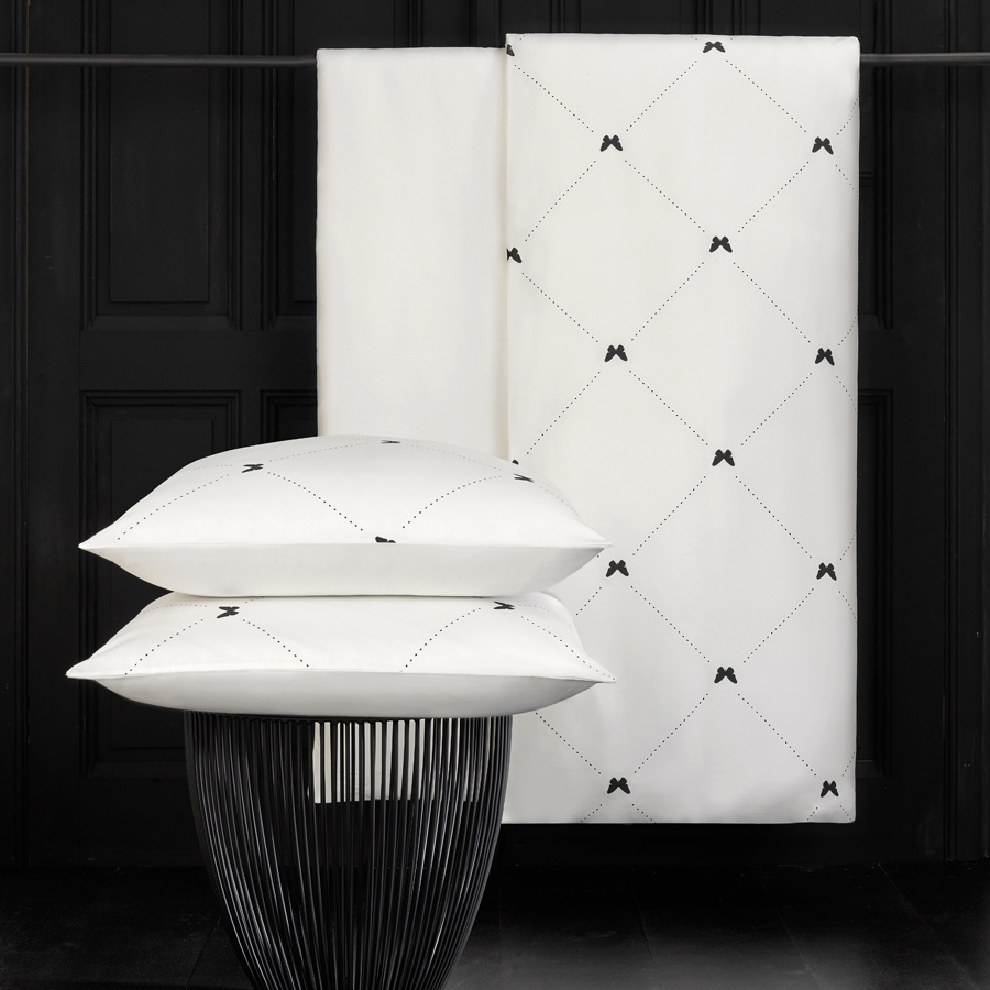 De Witte Lietaer Duvet cover Cotton Satin Butterflies - Lits Jumeaux - 240 x 220 cm - White