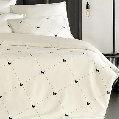 De Witte Lietaer Duvet cover Cotton Satin Butterflies - Lits Jumeaux - 240 x 220 cm - White
