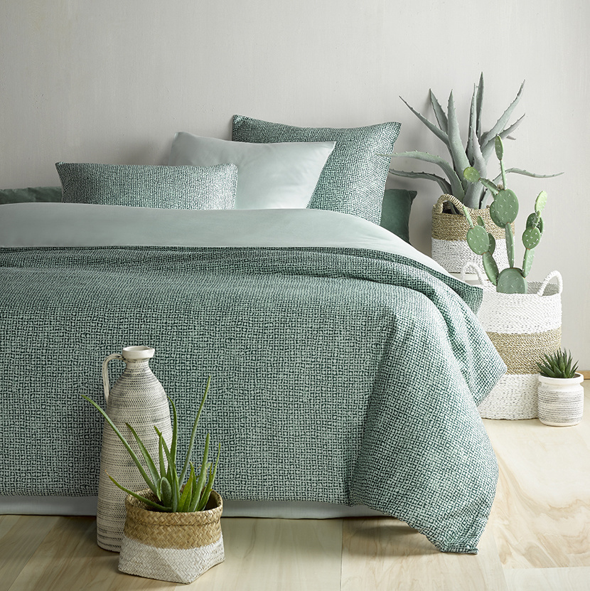 De Witte Lietaer Duvet cover Cotton Satin Cravat - Lits Jumeaux - 240 x 220 cm - Green