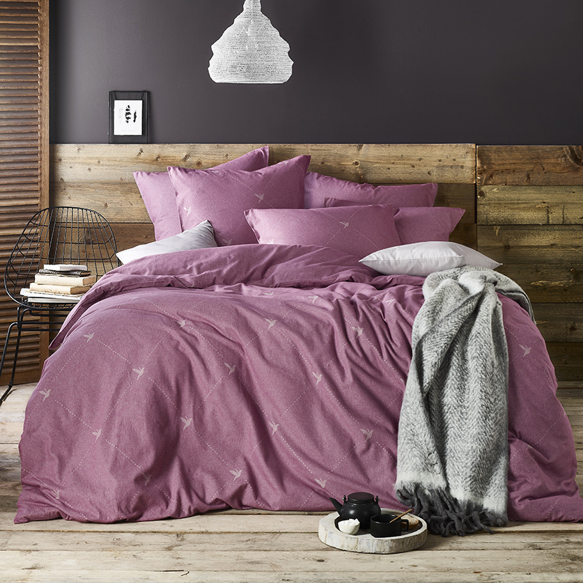 De Witte Lietaer Dekbedovertrek Piper 100% katoen Flanel Lilac 240x220 + 60x70 (2st)