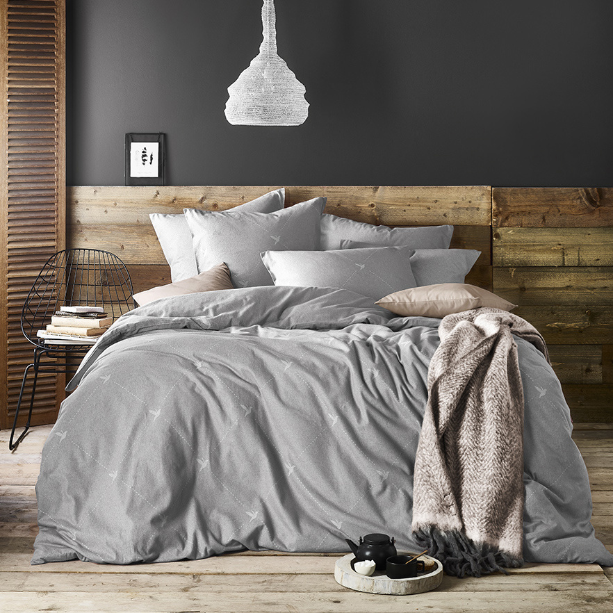 De Witte Lietaer Duvet cover Piper 100% cotton Flannel Natural gray 260x240 + 60x70 (2pcs)