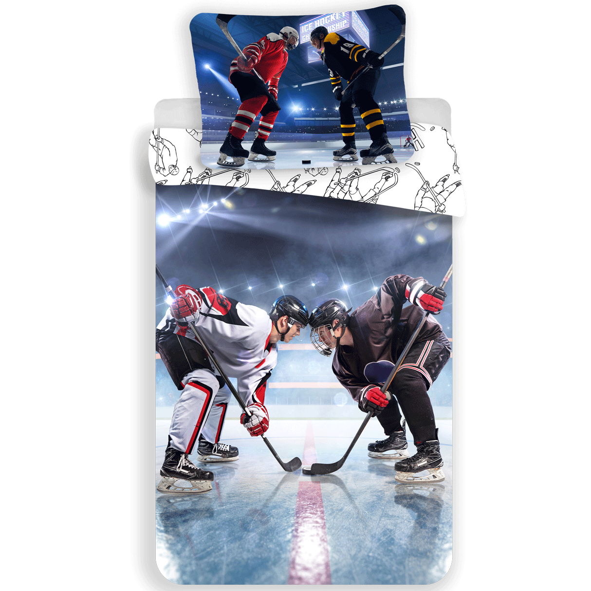 Sport Dekbedovertrek Ice Hockey - Eenpersoons - 140  x 200 cm - Multi