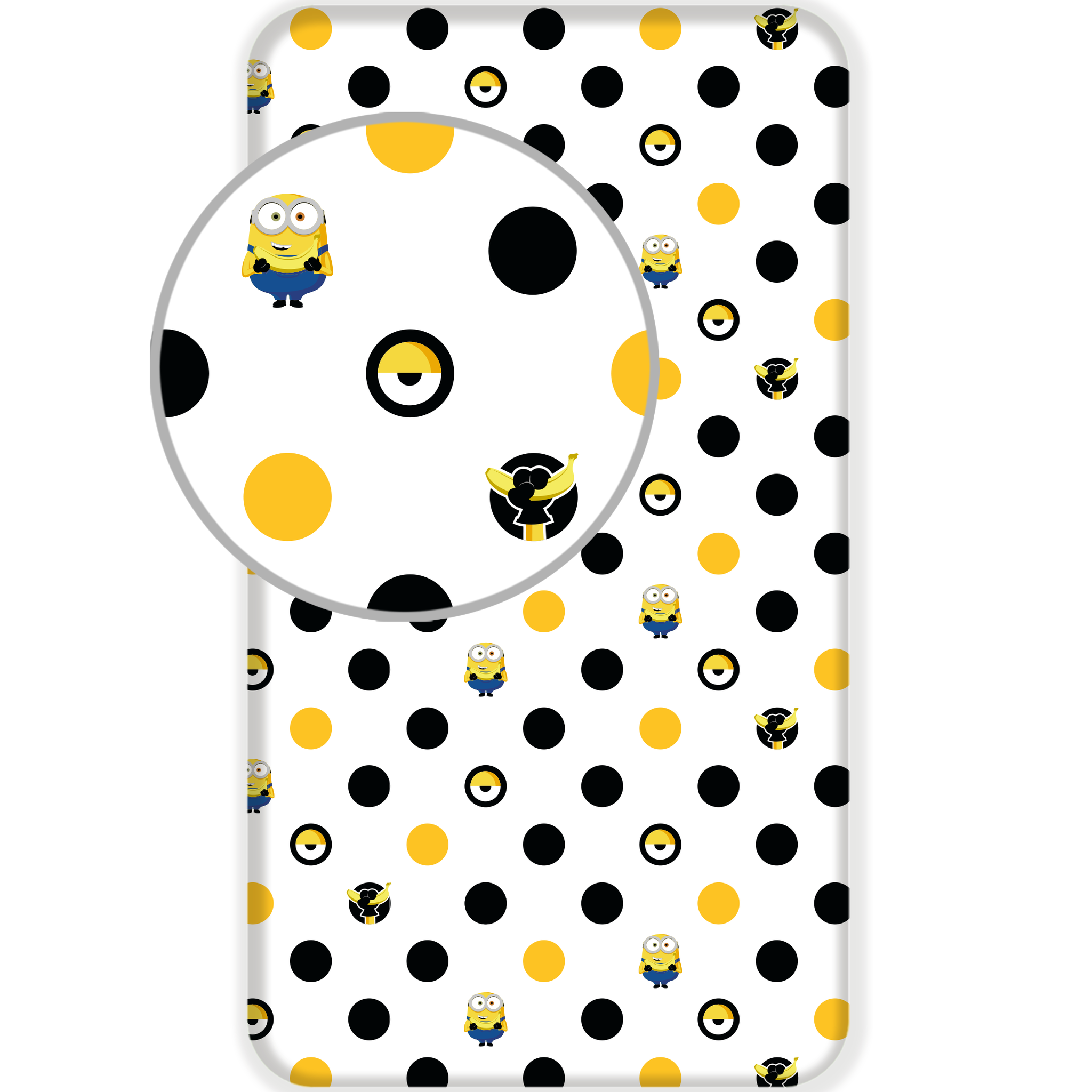 Minions 2 Hoeslaken Dots - Eenpersoons - 90 x 200 cm - Wit