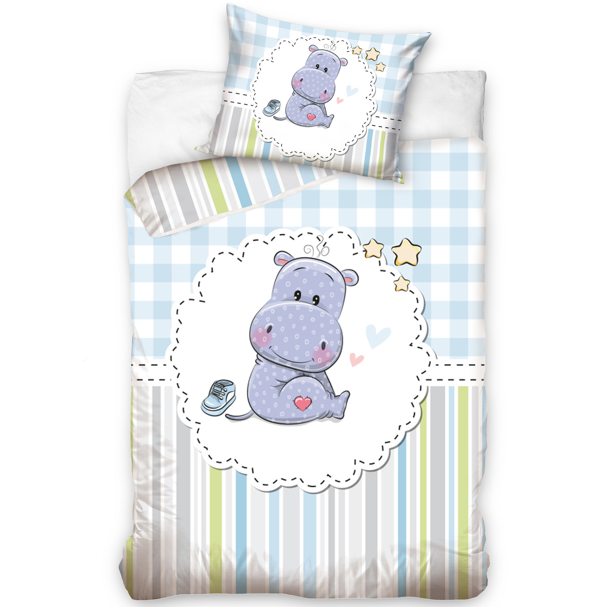 Nijlpaard Baby Duvet Cover Blue - 100 x 135 cm - Cotton