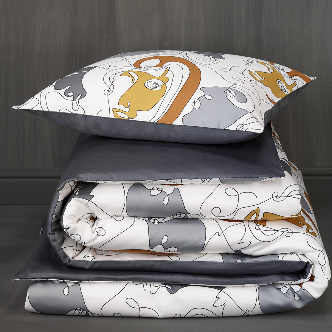 De Witte Lietaer Duvet cover Cotton Satin Anastasia - Single - 140 x 200/220 cm - Gray