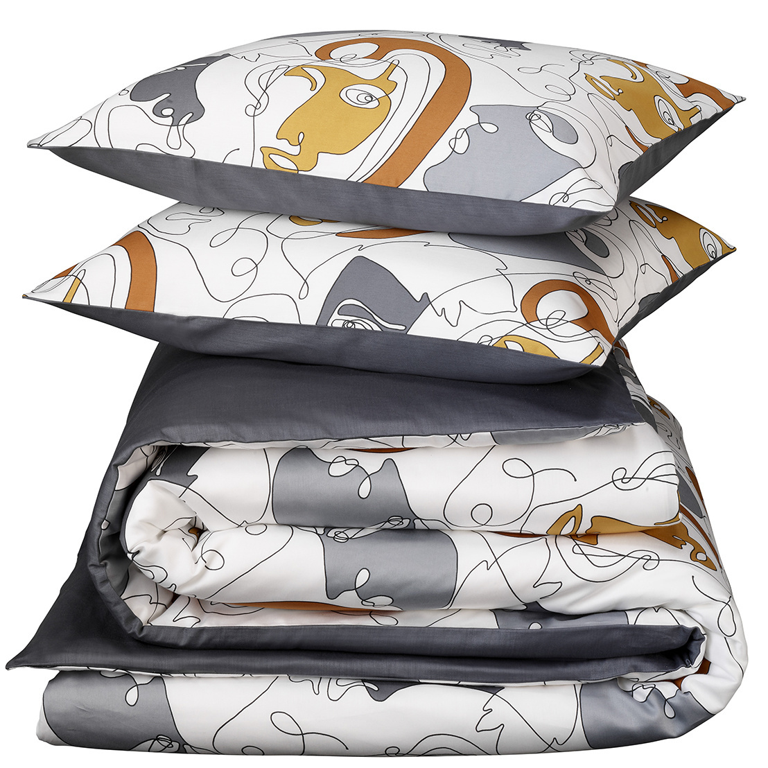 De Witte Lietaer Duvet cover Cotton Satin Anastasia - Lits Jumeaux - 240 x 220 cm - Gray