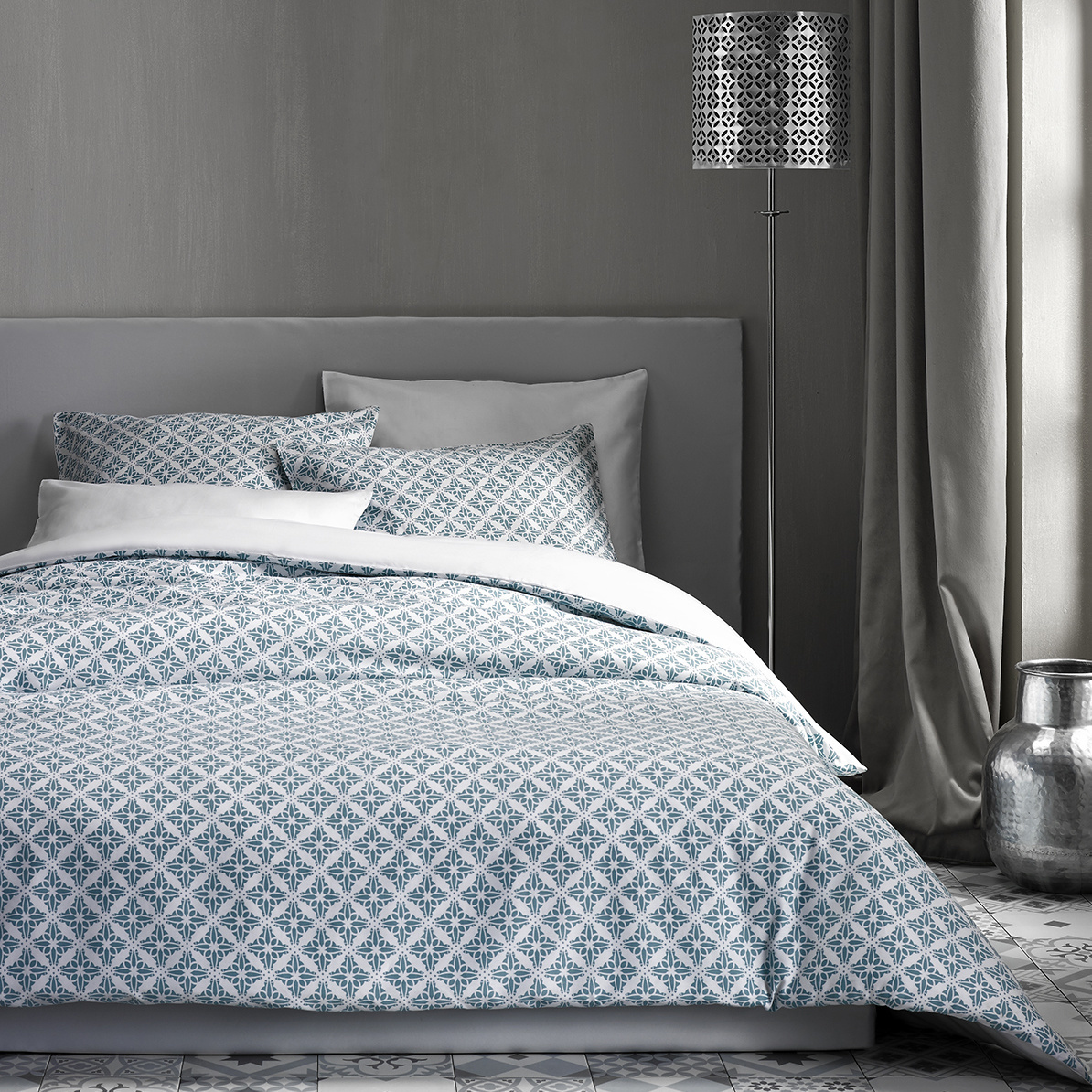De Witte Lietaer Duvet cover Cotton Satin Azulejos - Single - 140 x 200/220 cm - Blue