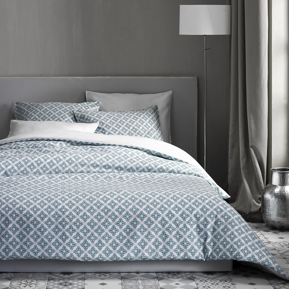 De Witte Lietaer Duvet cover Cotton Satin Azulejos - Hotel size - 260 x 240 cm - Blue