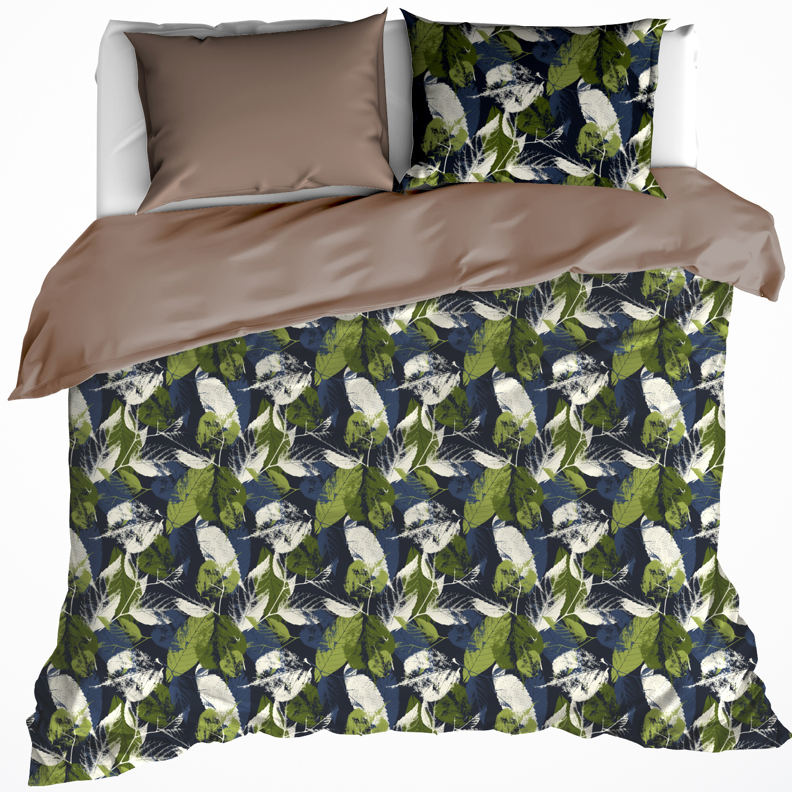 De Witte Lietaer Duvet cover Cotton Satin Elm - Double - 200 x 200/220 cm - Green