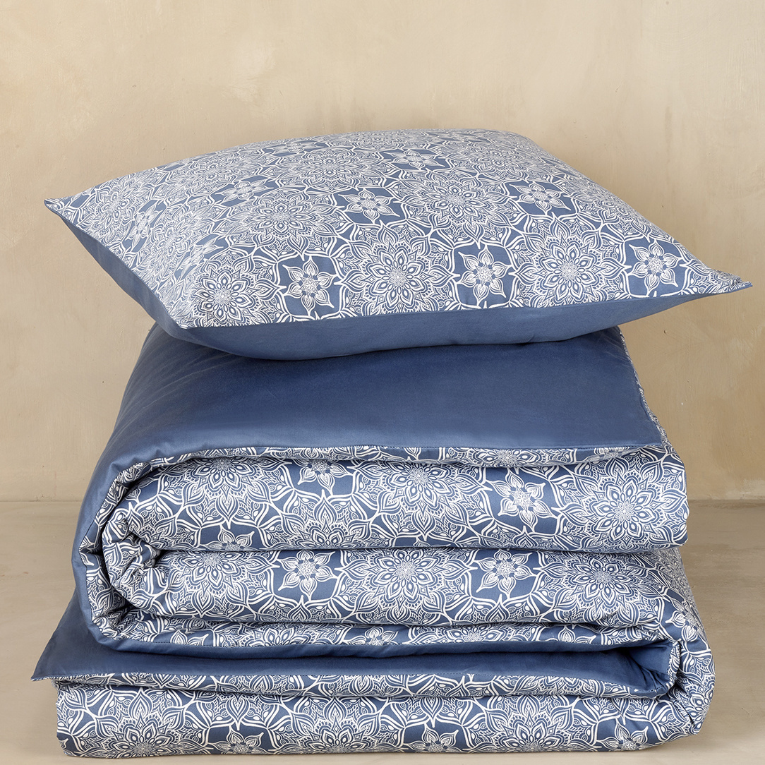 De Witte Lietaer Duvet cover Cotton Satin Henna - Single - 140 x 200/220 cm - Blue