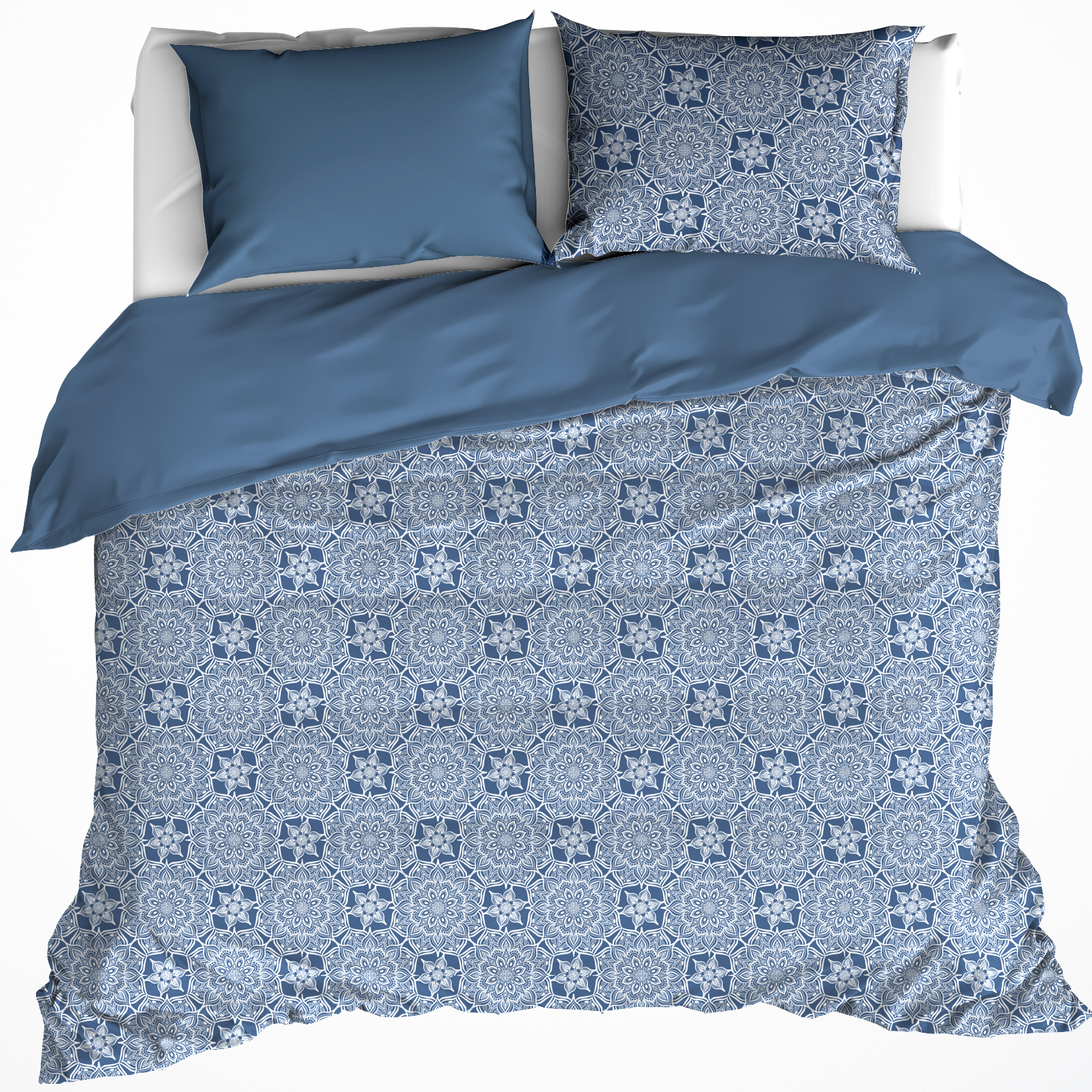 De Witte Lietaer Duvet cover Cotton Satin Henna - Double - 200 x 200/220 cm - Blue