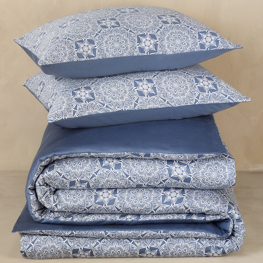 De Witte Lietaer Duvet cover Cotton Satin Henna - Double - 200 x 200/220 cm - Blue