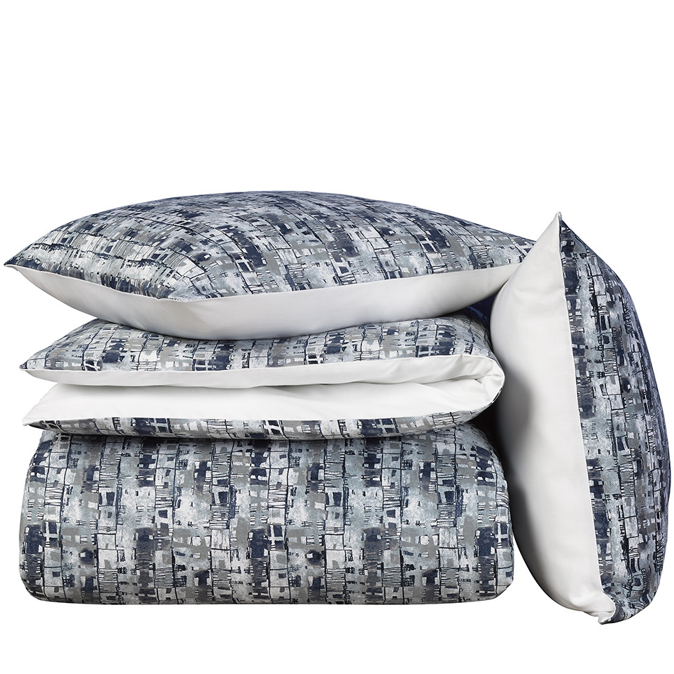 De Witte Lietaer Duvet cover Cotton Satin Jenga - Double -200 x 200/220 cm - Blue