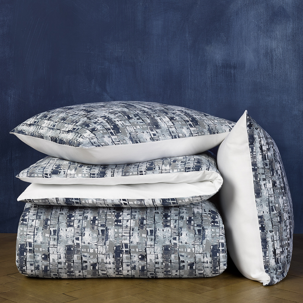 De Witte Lietaer Duvet cover Cotton Satin Jenga - Double -200 x 200/220 cm - Blue