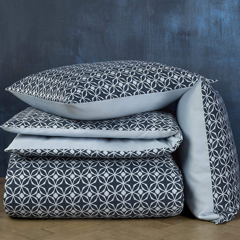 De Witte Lietaer Duvet cover Cotton Satin Nickel - Double -200 x 200/220 cm - Blue