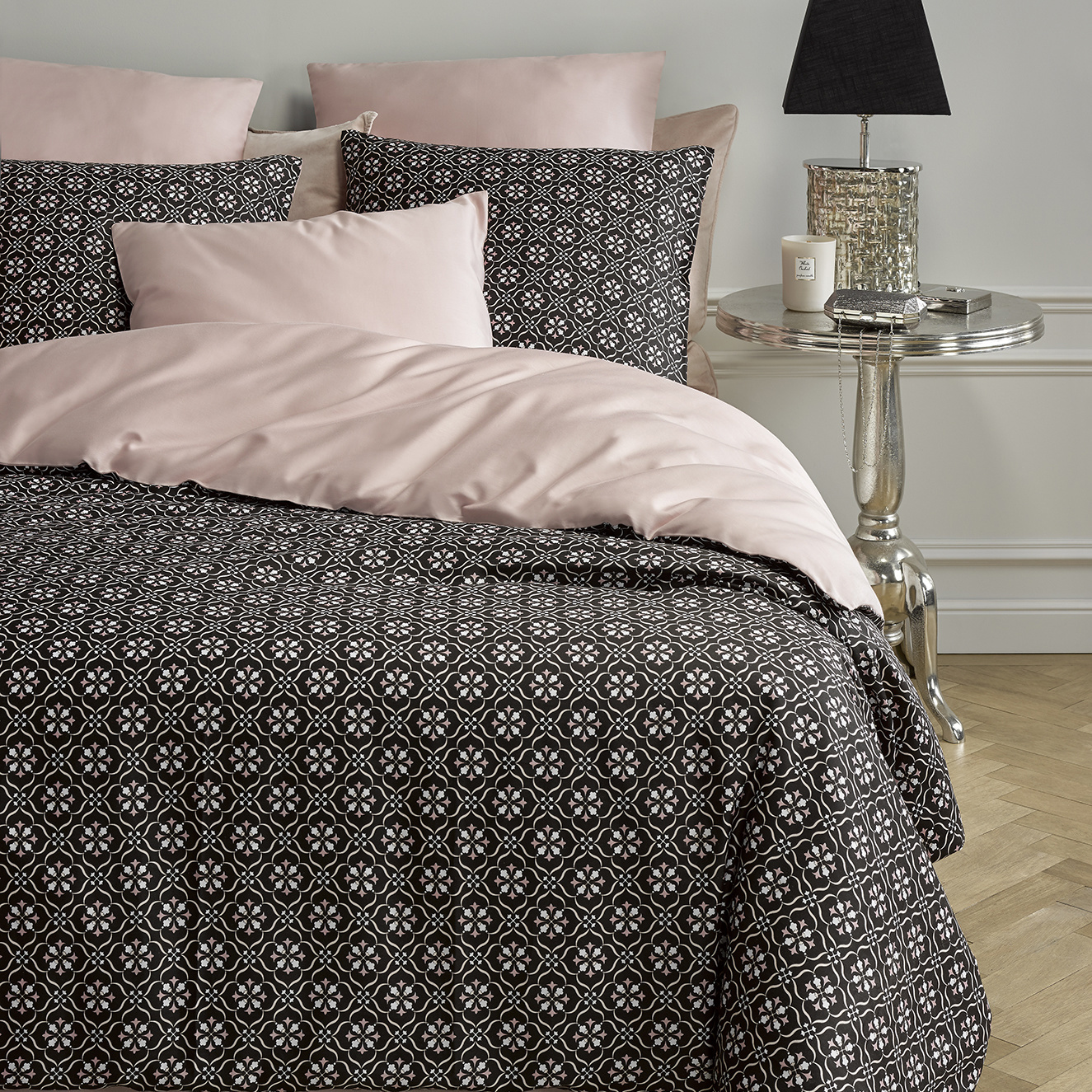 De Witte Lietaer Duvet cover Cotton Satin Primrose - Single - 140 x 200/220 cm - black