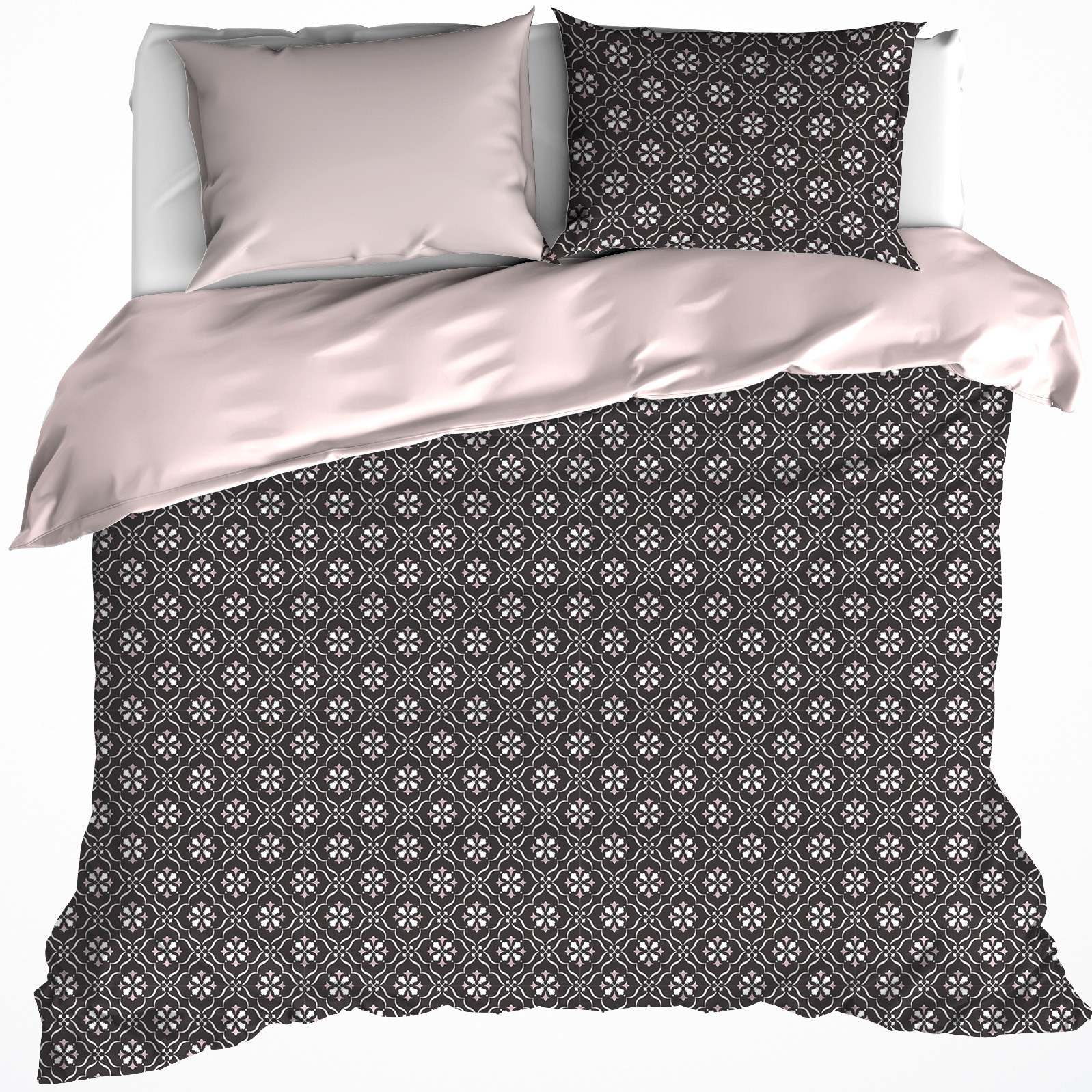 De Witte Lietaer Duvet cover Cotton Satin Primrose - Lits Jumeaux - 240 x 220 cm - Black