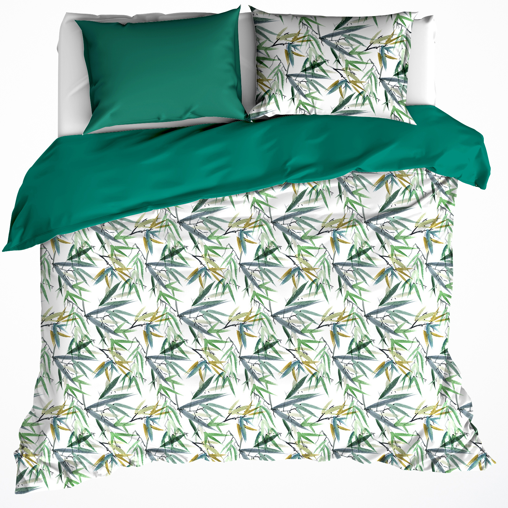 De Witte Lietaer Duvet cover Cotton Salix - Double - 200 x 200/220 cm - Green